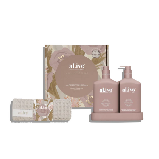 Wash & Lotion Duo + Waffle Towel Gift Set - Raspberry Blossom & Juniper